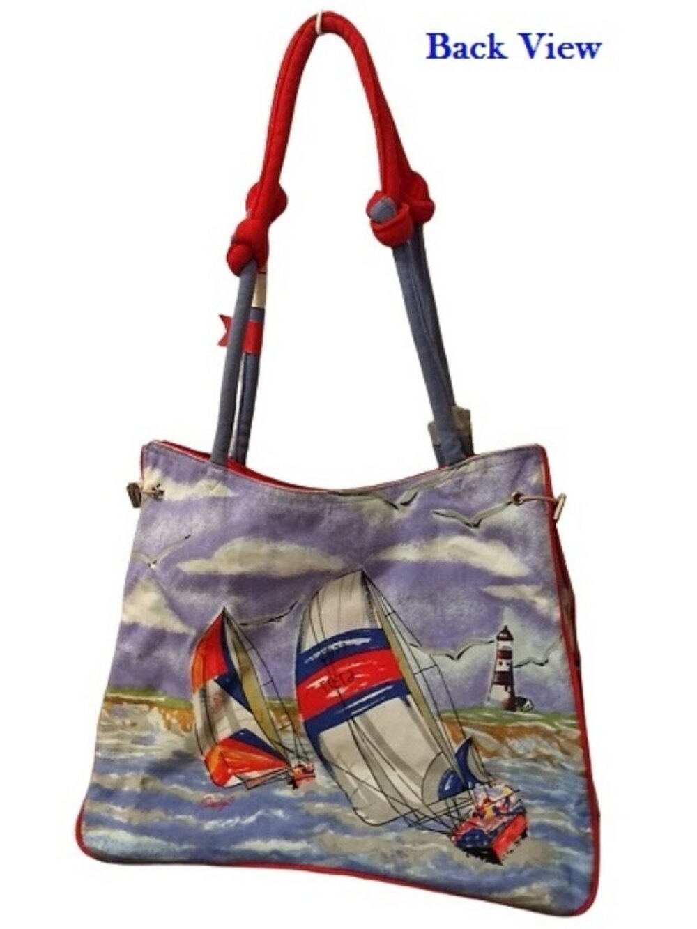 Roomy Nautical Sailing Regatta Canvas Tote - Picture 10 of 12